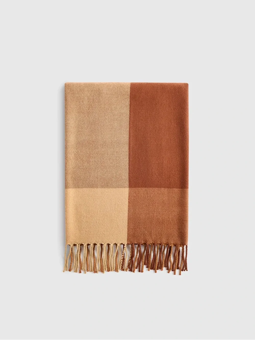 Lambswool Throw Blanket in Brown/Amber Plaid